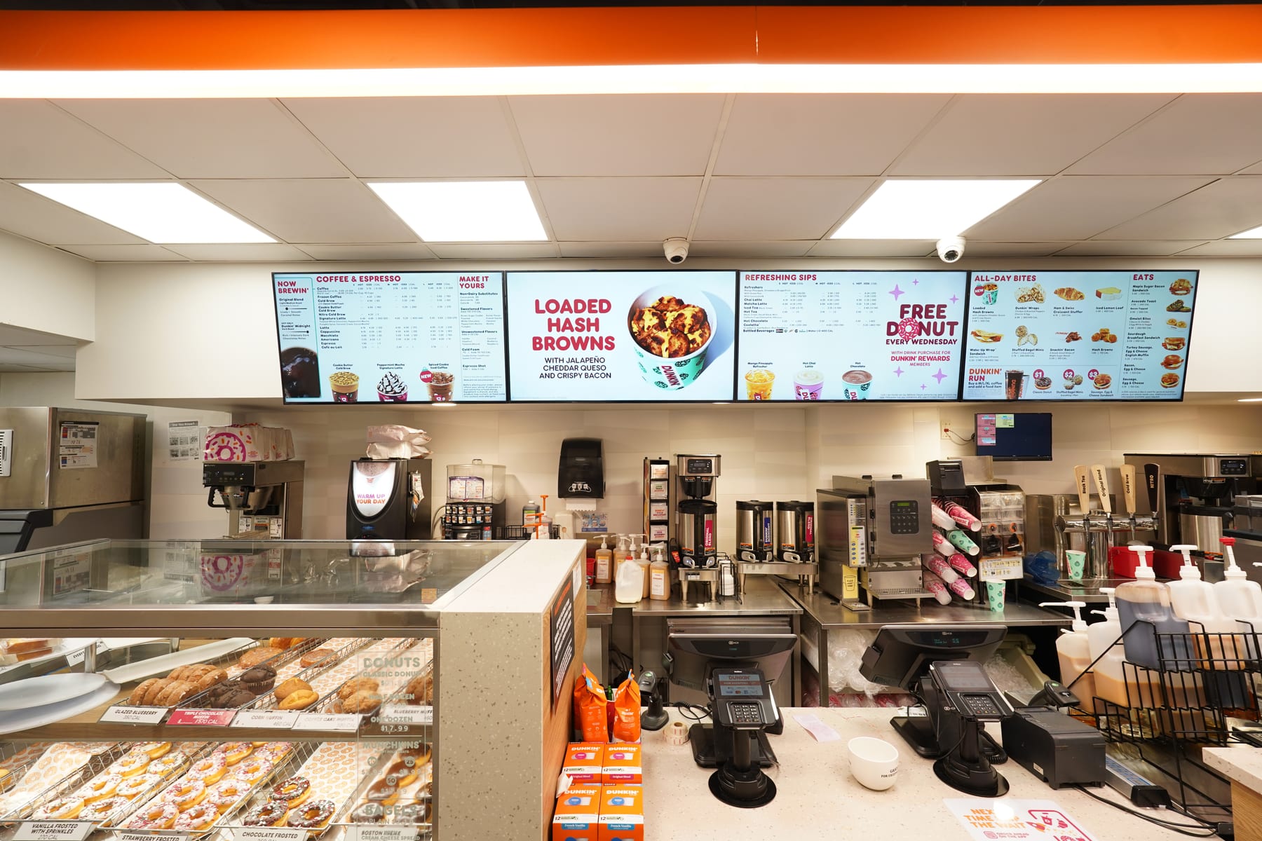 Dunkin' in Midtown, New York, interior view 2, designed by Zelta Design