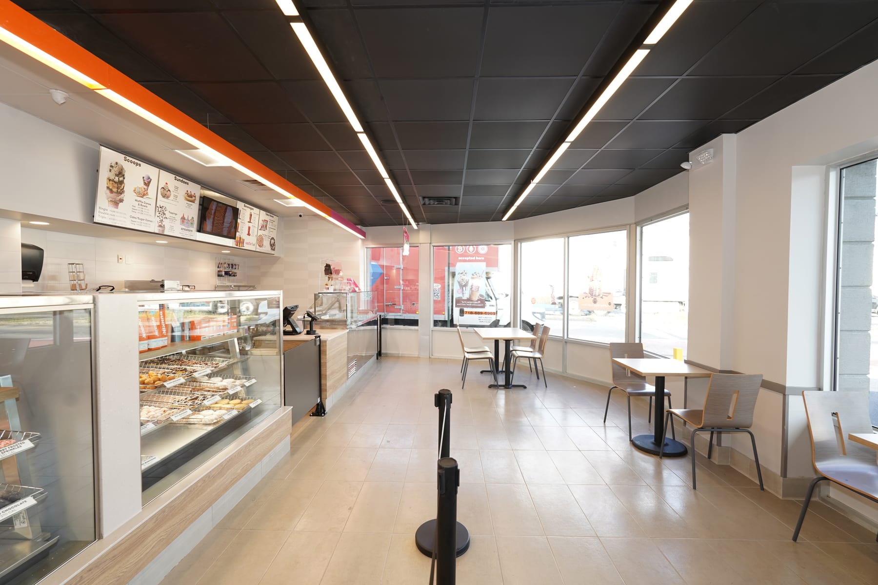 Dunkin' in Ozone Park, Jamaica, New York, interior view 2, designed by Zelta Design
